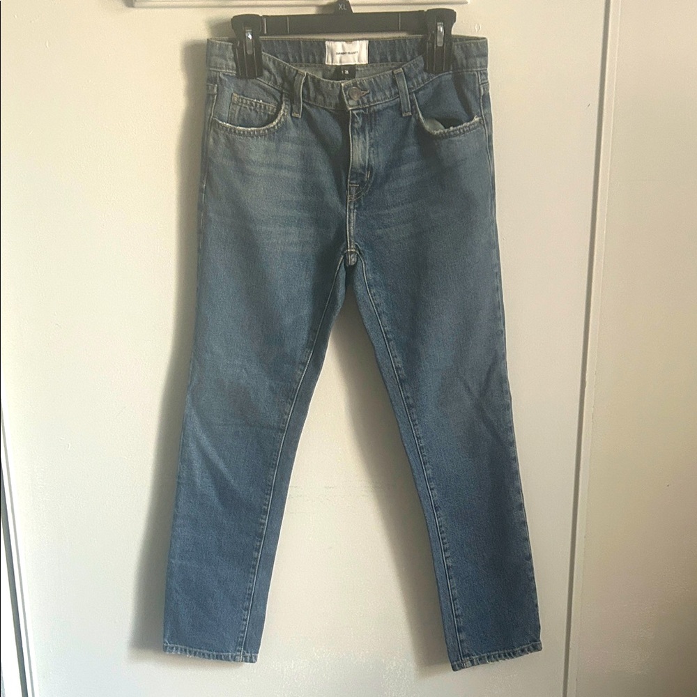 New Current/Elliott Women’s The Fling Straight Leg Cotton Denim Blue Jeans